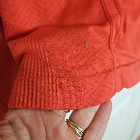 Athleta Women's Hoodie Sz.Sm‎ Pullover Long Sleeve Orange Running Stretch Thumbs - Picture 4 of 7